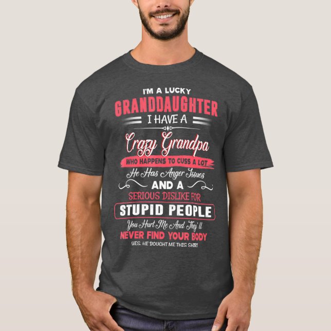 T-shirt Je Suis Une Petite-Fille Heureuse J'Ai Un Grand-Pè (Devant)
