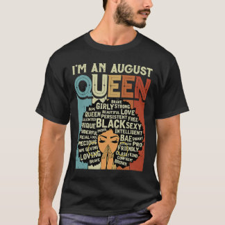 T-shirt Je suis une reine d'août Vintage Anniversaire Noir