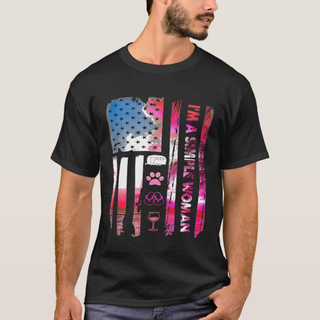 T-shirt Je Suis Une Simple Femme Camping Vin Flip Flops Ca (Devant)