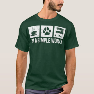 T-shirt Je Suis Une Simple Femme Coffee Dog Sewing Quilt