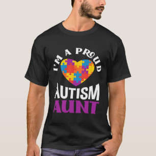 T-shirt Je suis une tante fière de l'autisme Puzzle Cœur S