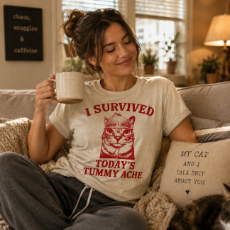 T-shirt Je Survivais à la Douleur Abdominale d'Aujourd'hui