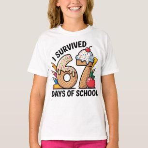 T-shirt Je Survivre 67 Jours de Crème Glacée Gaufre Scolai