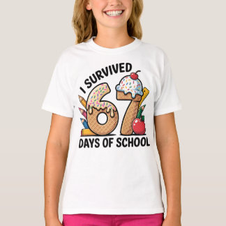 T-shirt Je Survivre 67 Jours de Crème Glacée Gaufre Scolai
