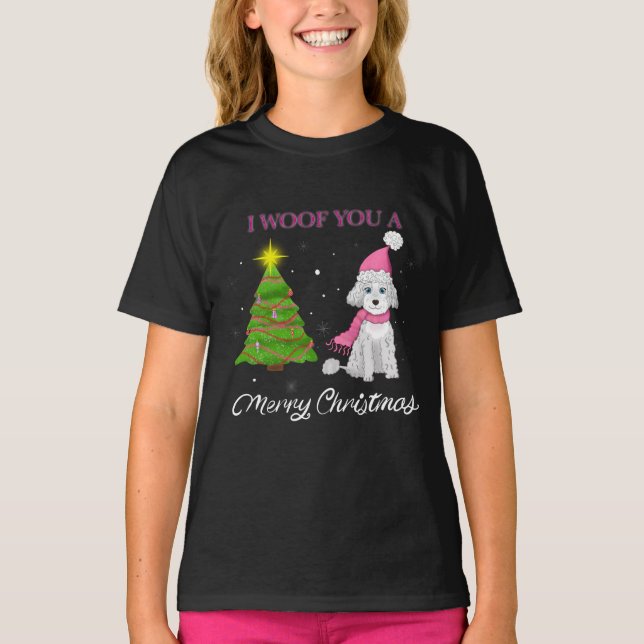 T-shirt Je t'ai maudit petit caniche de Noël (Devant)