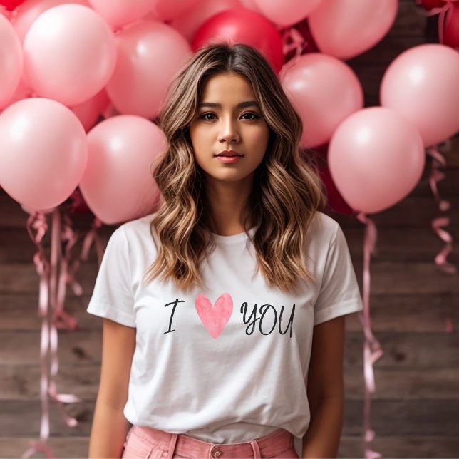 T-shirt "Je t'aime" Aquarelle romantique Femmes du coeur ("I Love You" Romantic Watercolor Heart women T-Shirt)