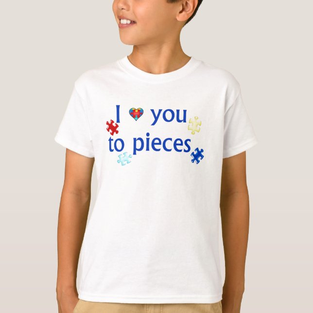 T-shirt Je t'aime aux morceaux la sensibilisation sur (Devant)