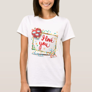 T-shirt Je t'aime avec le coeur rouge
