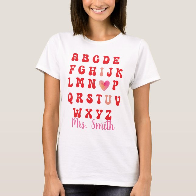 T-shirt Je T'Aime Chemise Alphabet (Devant)