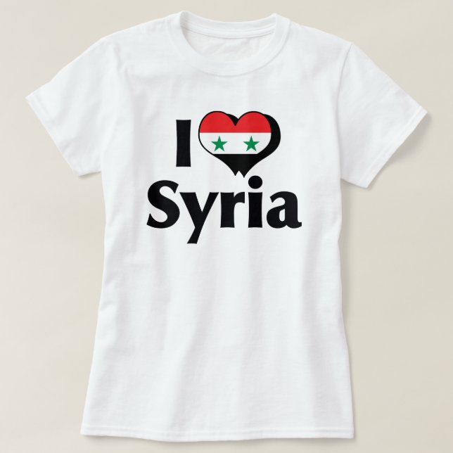 T-shirt Je T'aime Chemise du Drapeau Syrien (Design devant)