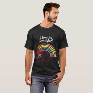 T-shirt Je t'aime Chérie Valentines Jour Rose Arc-en-ciel