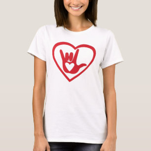 T-shirt Je t'aime de tout mon coeur dans l'ASL