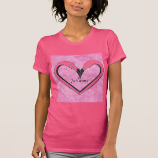 T-shirt Je t'aime, Flamant rose Coeur du baiser par SandyC