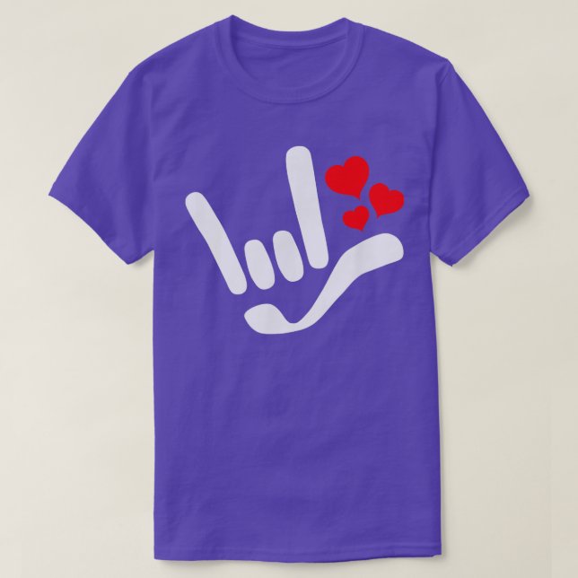 T-shirt Je t'aime ILY American Sign Language Design avec (Design devant)