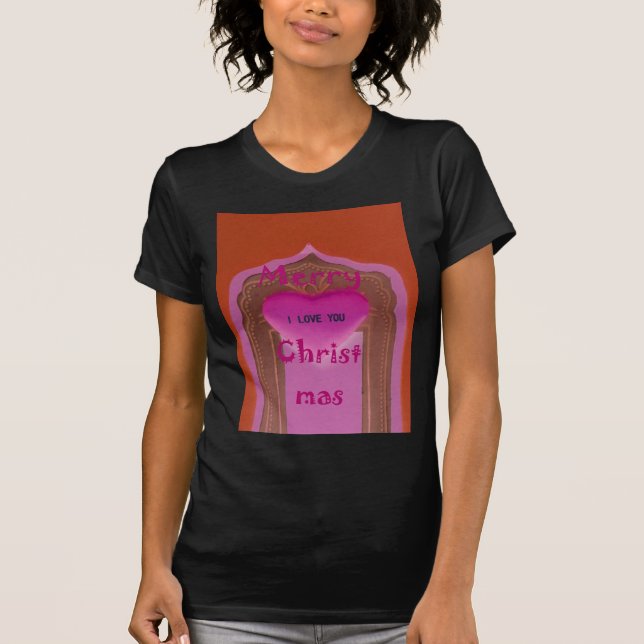 T-shirt Je t'aime Joyeux Coeur de Noël (Devant)