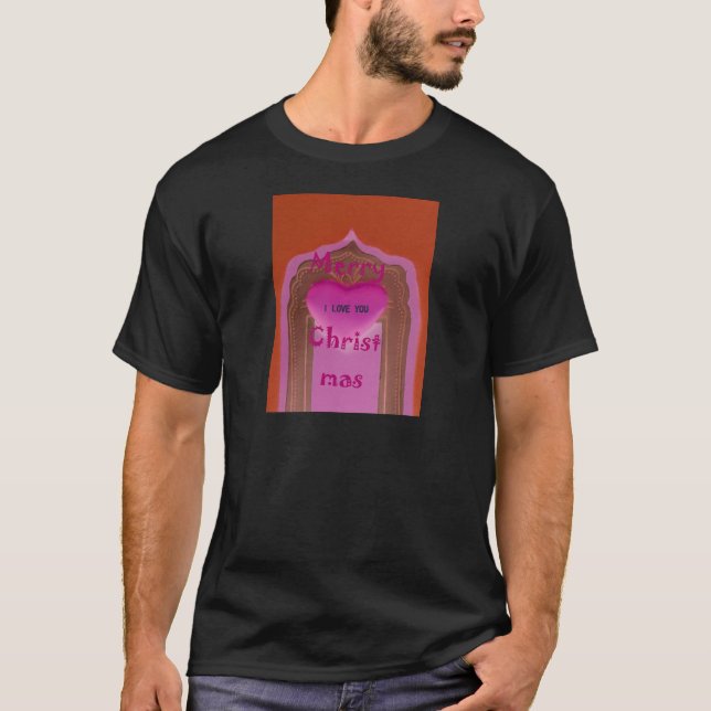 T-shirt Je t'aime Joyeux Coeur de Noël (Devant)