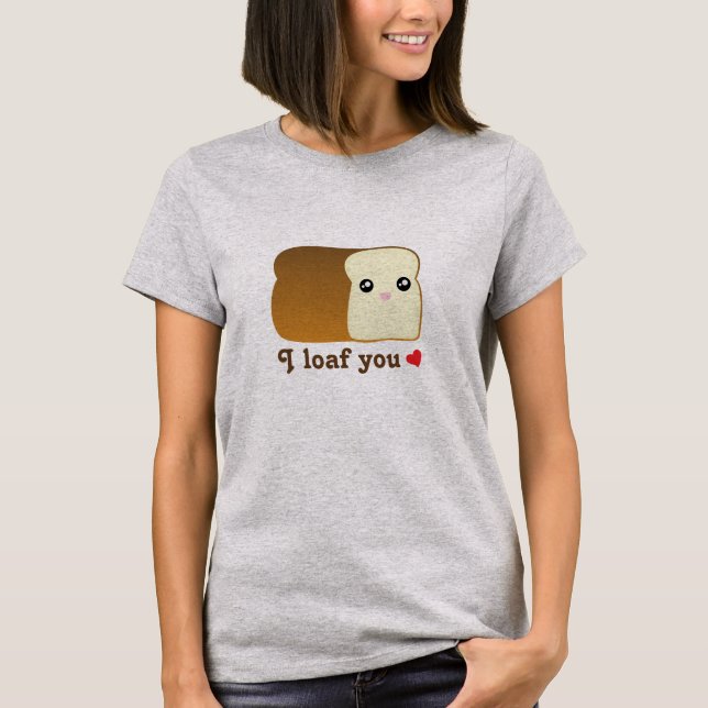 T-shirt Je t'aime pain kawaii drôle dessin animé jeu de no (Devant)