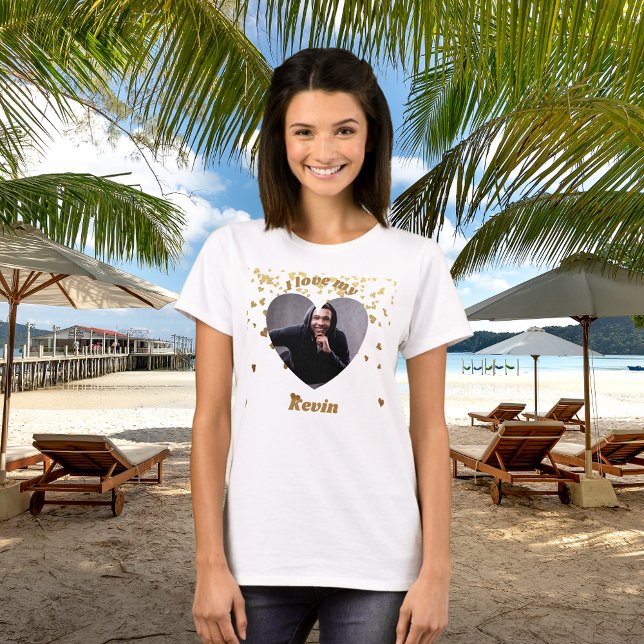 T-shirt Je t'aime photo nom de mon petit ami (Créateur téléchargé)