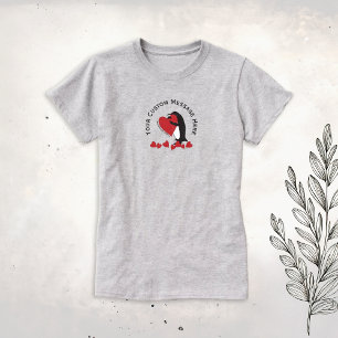 T-shirt Je T'Aime Plus ! Coeur rouge et pingouin
