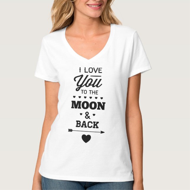 T-shirt Je T'Aime Sur La Lune Et De Retour (Devant)