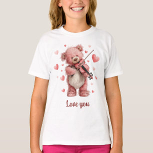 T-shirt Je t'aime Teddy au violon