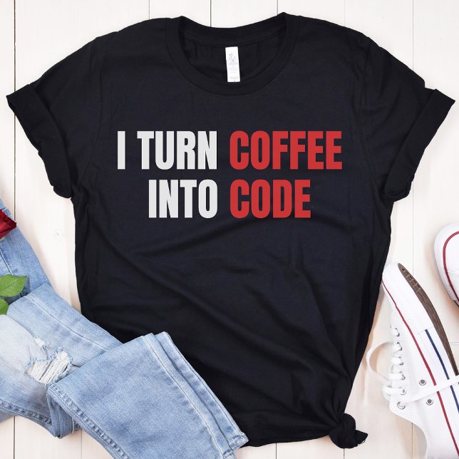 T-shirt Je Transforme Le Café En Code, Codeur Femme, Progr (Créateur téléchargé)