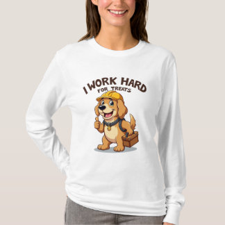T-shirt Je travaille dur pour les traitements Drôle Golden