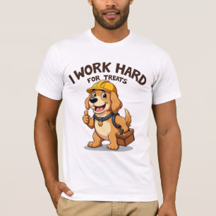 T-shirt Je travaille dur pour les traitements Drôle Golden