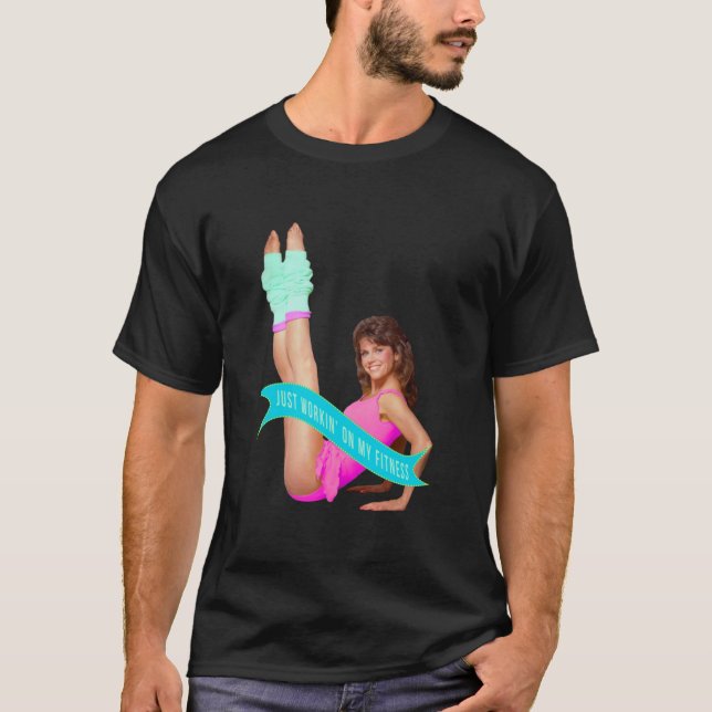 T-shirt Je travaille sur mon fitness Jane Fonda (Devant)