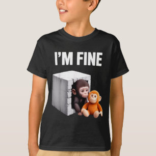 T-shirt Je vais bien bébé singe mignon anxiété mème humour