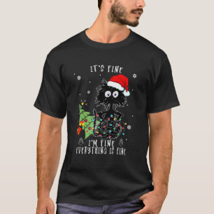 T-shirt Je vais bien Tout va bien Black Cats Noël F