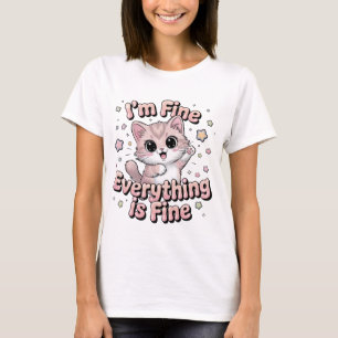 T-shirt Je vais bien. Tout Va Bien' Mignonne Amour Chat Dr
