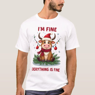 T-shirt Je vais bien Tout va bien Noël Vache des Highlands
