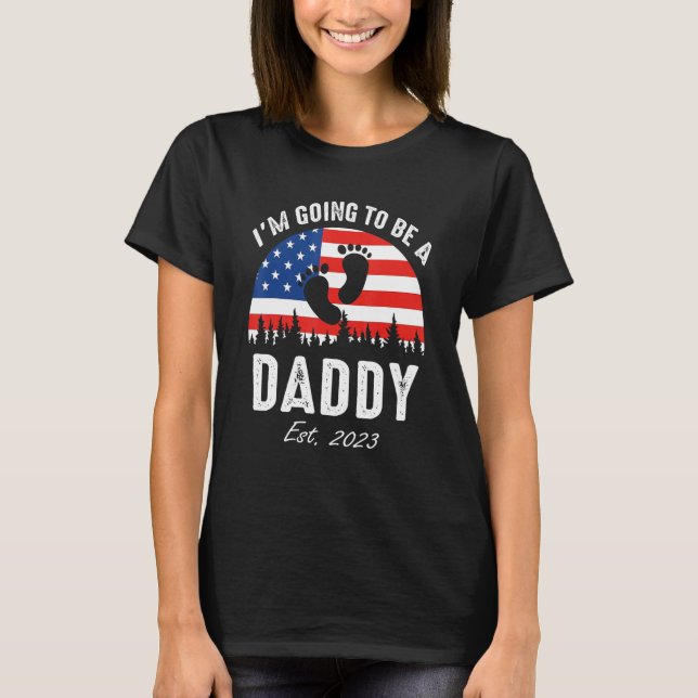 T-shirt Je vais être un papa est 2023 US Drapeau (Devant)