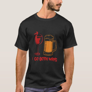 T-shirt Je Vais Les Deux Voies Rouge Vin Blanc Vins Partie