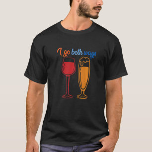 T-shirt Je Vais Les Deux Voies Rouge Vin Blanc Vins Partie