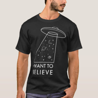 T-shirt Je Veux Croire Alien Esthétique Ufo Avec Univers