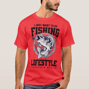 T-shirt Je Veux Juste Aller Pêcher Vintage Drôle Pêche