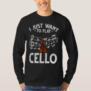 T-shirt Je Veux Juste Jouer Cello Music Notes Orchestra Ce