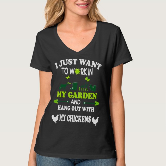 T-shirt Je Veux Juste Travailler Dans Mon Jardin Accroché  (Devant)