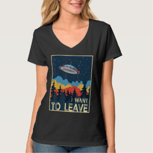 T-shirt Je Veux Laisser Retro Alien Ufo