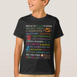 T-shirt Je Veux Que Mes Dollars D'Impôt Appuient Les Parcs