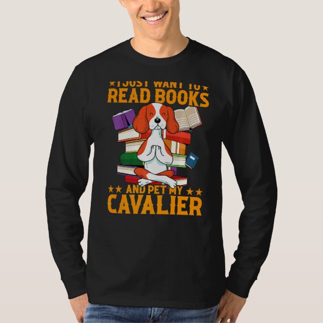 T-shirt Je Veux Simplement Lire Des Livres Et Pet Mon Cava (Devant)