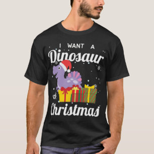 T-shirt Je Veux Un Dinosaure Pour Noël Drôle Mignonne Dino