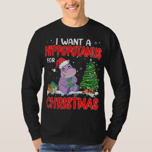 T-shirt Je Veux Un Hippopotame Pour Les Lumières De Noël H