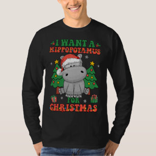 T-shirt Je Veux Un Hippopotame Pour Les Lumières De Noël P