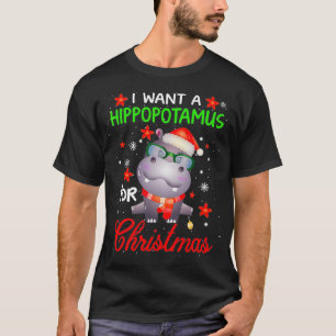 T-shirt Je Veux Un Hippopotame Pour Noël Drôle Hippo Gi