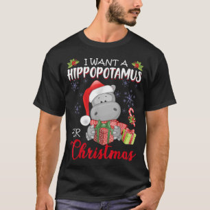 T-shirt Je Veux Un Hippopotame Pour Noël Hippo De Noël