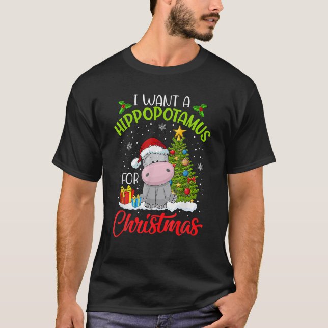 T-shirt Je Veux Un Hippopotame Pour Noël Hippo De Noël Pou (Devant)