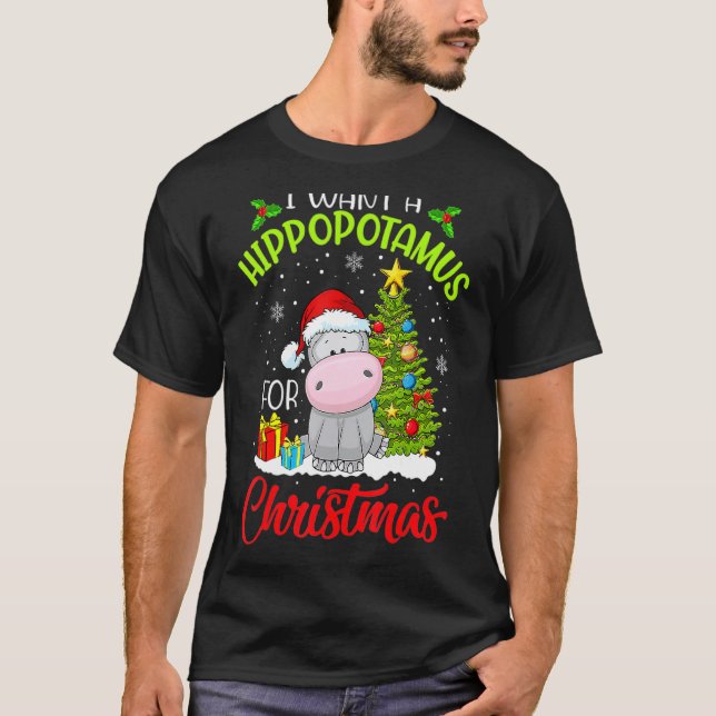 T-shirt Je Veux Un Hippopotame Pour Noël Hippo De Noël Pou (Devant)